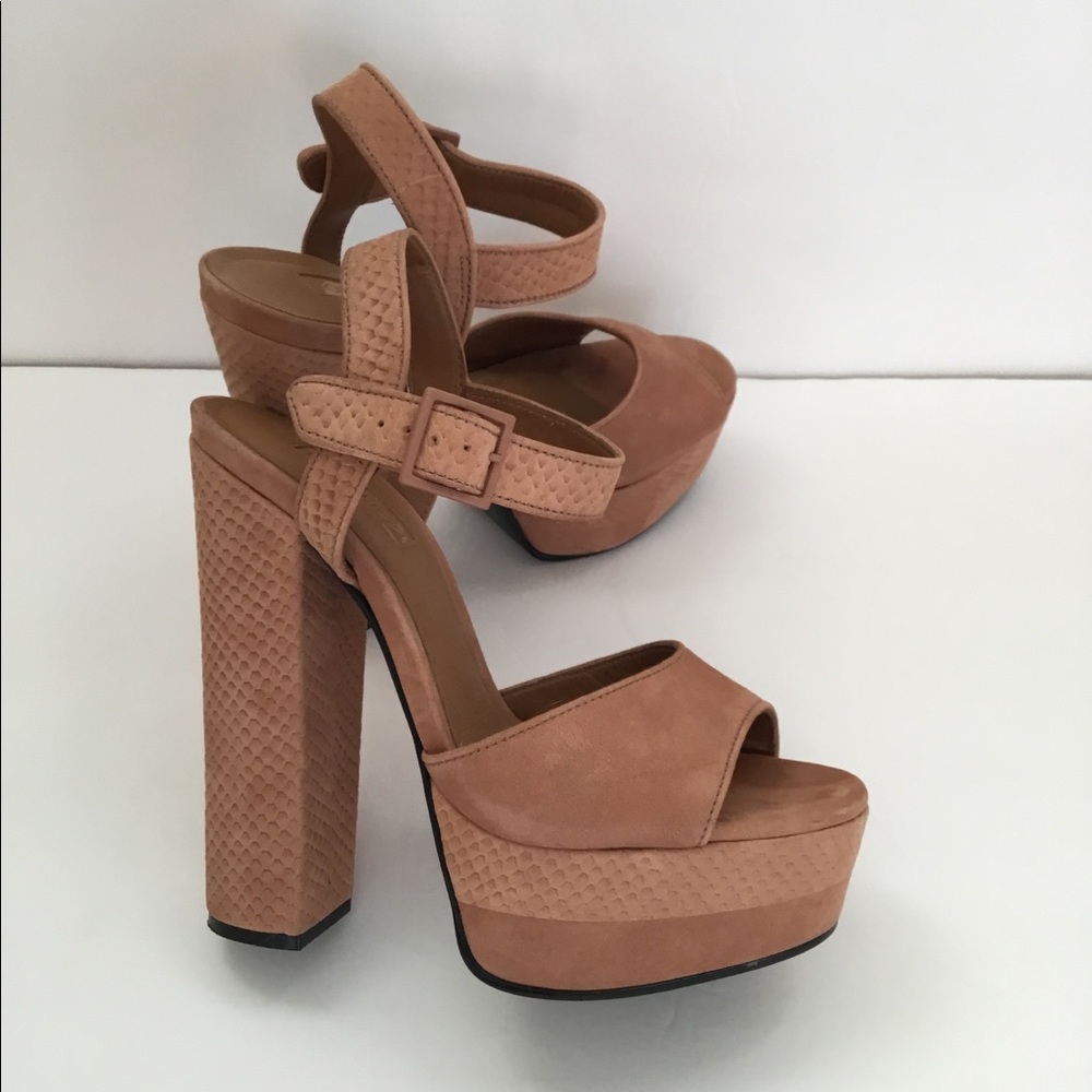 Topshop Nude Tan Platform Sandal Heels 38, 7